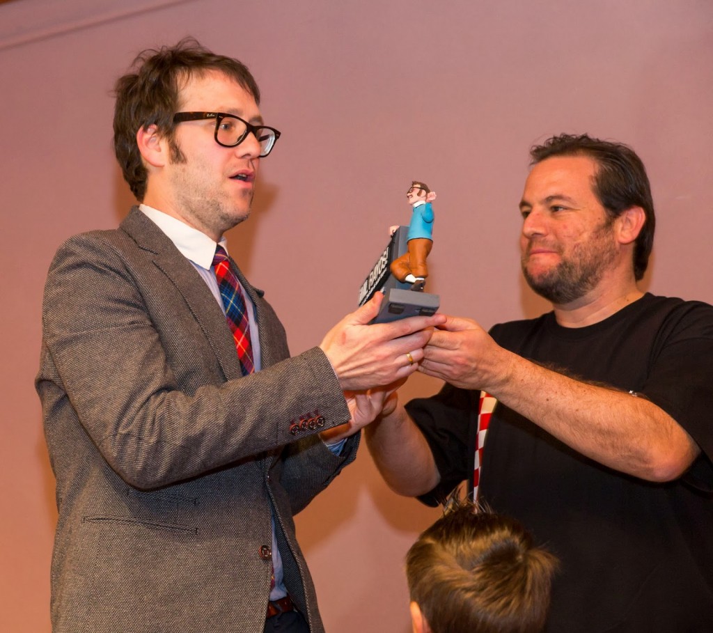 Joaquín Reyes recibiendo el premio de Tintinófilo del año 2013